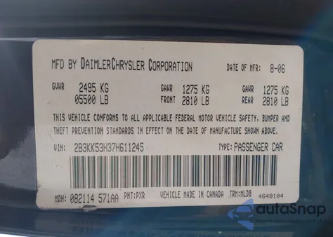 2007 Dodge Charger Rt from USA, damaged, VIN 2B3KK53H37H611245